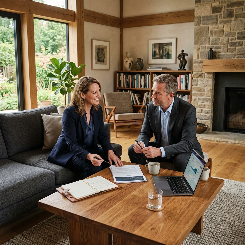 Private real estate consultation with a professional advisor in an Atlanta home
