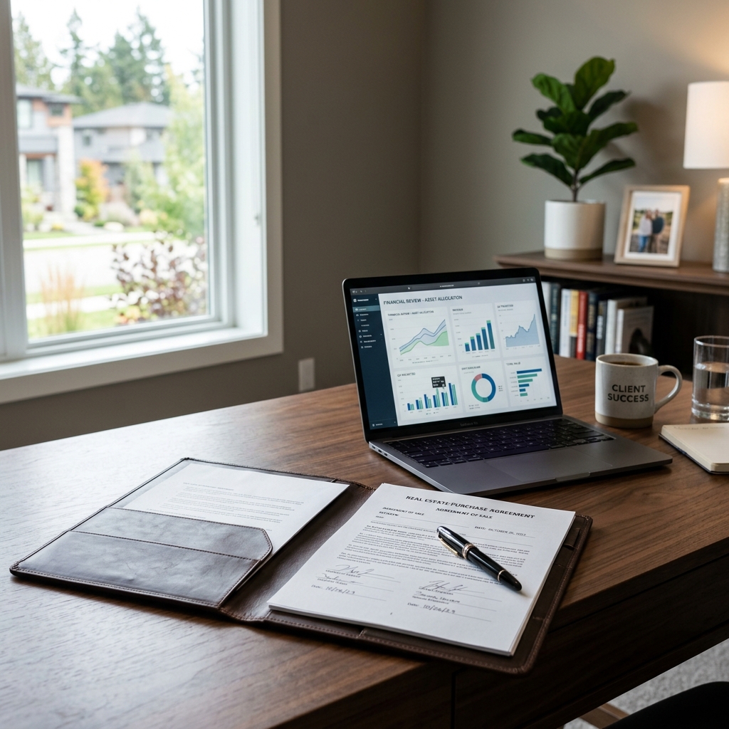 Agreement documents and simple folder representing a direct cash offer